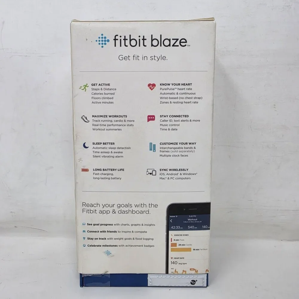 Fitbit Blaze Smart Fitness Watch Large FB502SBKL with Box Paperwork Tested Works